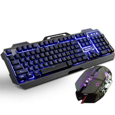 Popular Wired Metal Gaming Keyboard Mouse Combo With Backlit For Net Bar Computer Support Dropshipping