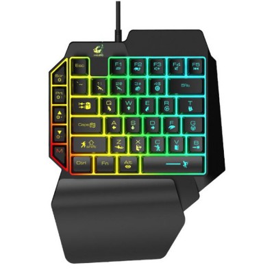 USB wired mechanical feeling keyboard One-handed left-hand 7-light LED mini keyboard for professional gamers